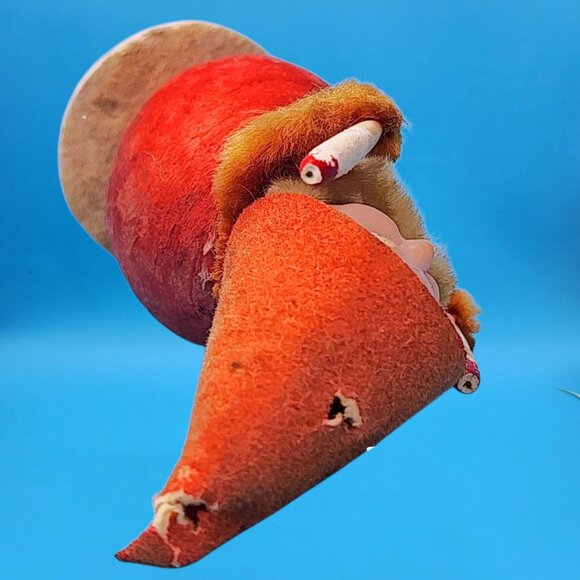 Vintage 1950s Putz Elf Japan Red Spun Cotton Chenille Arms Holding Candles Mica - Picture 6 of 7